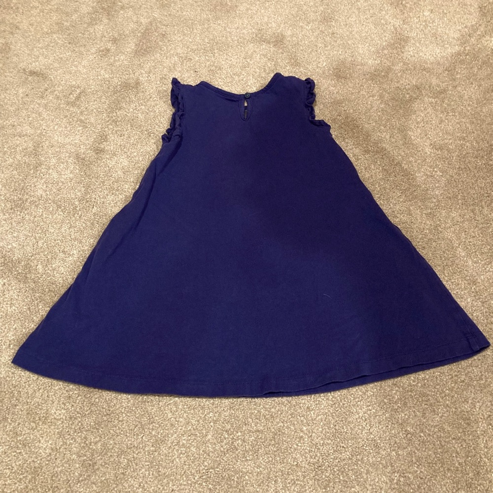 4-5 Mini Boden Appliqué Dinosaur Blue Sleeveless Dress - Picture 2 of 7